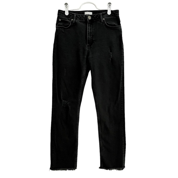 Sandro Paris Opéra High-Rise Frayed Straight-Leg Jeans Distressed Ankle … - Picture 3 of 17